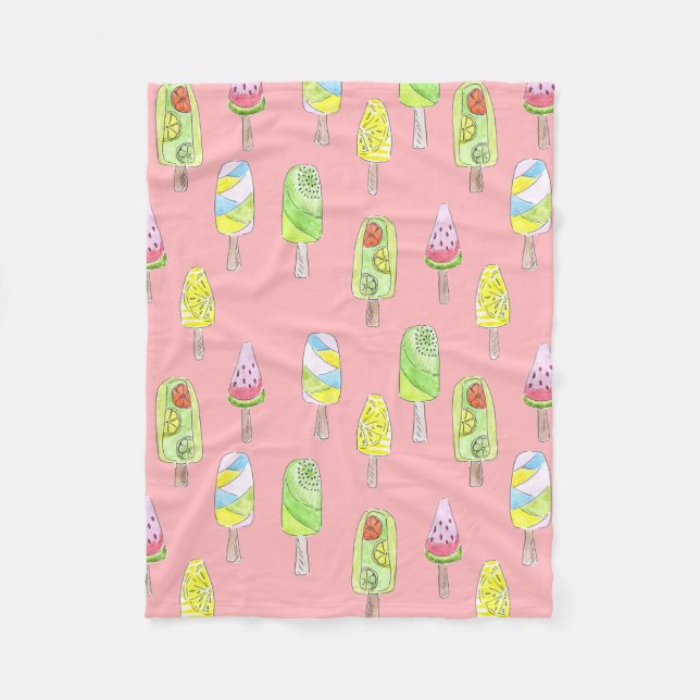 Aquarellskizze leckeres Desserteiscartoo Fleecedecke (Vorderseite)