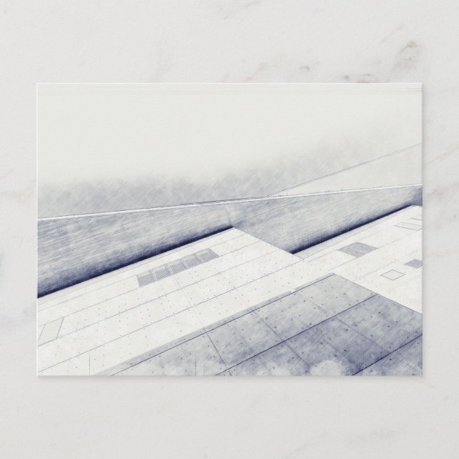 Aquarellskizze Modernes Haus Postkarte (Vorderseite)