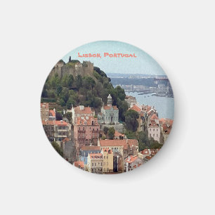 Aquarellskyline von Lissabon Portugal Magnet