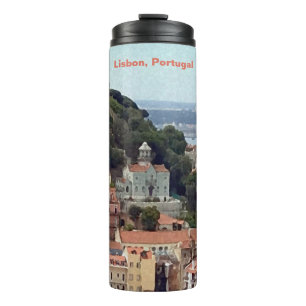 Aquarellskyline von Lissabon Portugal Thermosbecher