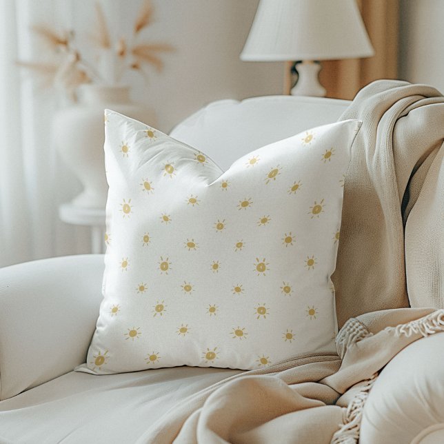 Aquarellsonne in Gelb reversibel Kissen (Watercolor Sunshine in Yellow Reversible Throw Pillow)