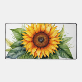 Aquarellsonnenblume Blätter handgezeichnet Schreibtischunterlage