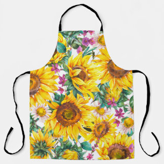 Aquarellsonnenblumen Sommer Vintag nahtloser Teil Schürze
