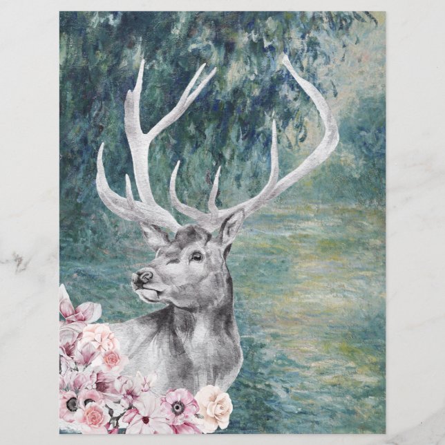 Aquarellstag am Monet's Morning Seine Scrapbook (Vorderseite)