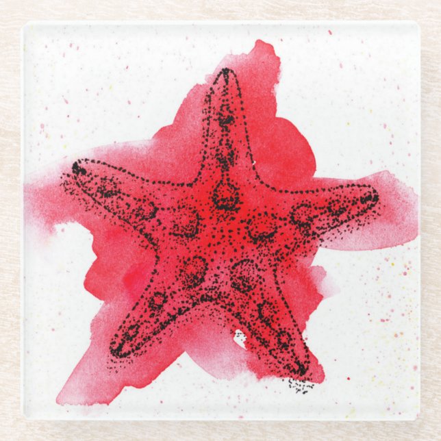 AquarellStarfish Glasuntersetzer (Vorderseite)
