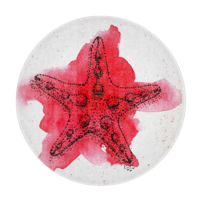 AquarellStarfish Schneidebrett (Vorderseite)