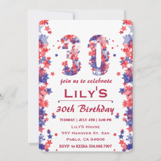 Aquarellstars 4. Juli 30. Geburtstag Einladung