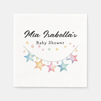 Aquarellstars Pennant Babydusche Papier Napkins Serviette