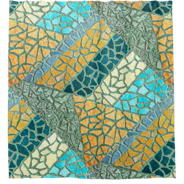 Aquarellstein Mosaik + Ihre Ideen Duschvorhang (Vorderseite)