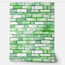 Aquarellsteine Grün Weiß Nahtlose Muster Tapete