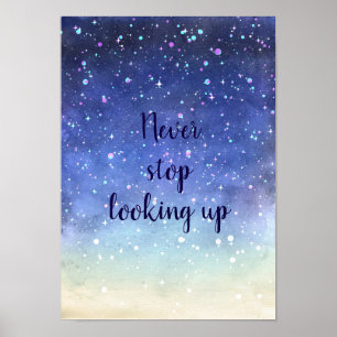 Aquarellsterne stoppen nie, oben zu schauen poster