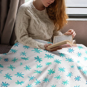 Aquarellsterne - Türkis Fleecedecke
