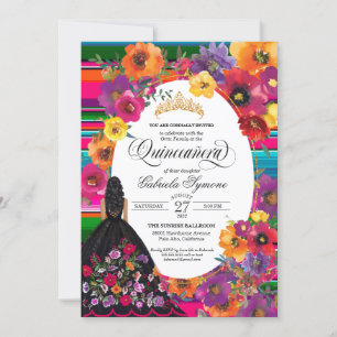Aquarellstickerei Floral Serape Quinceañera Einladung