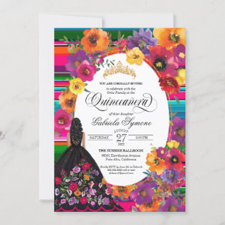 Aquarellstickerei Floral Serape Quinceañera Einladung