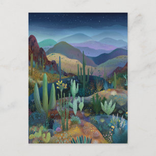 Aquarellstil-Fantasie-Wüstenlandschaft Postkarte