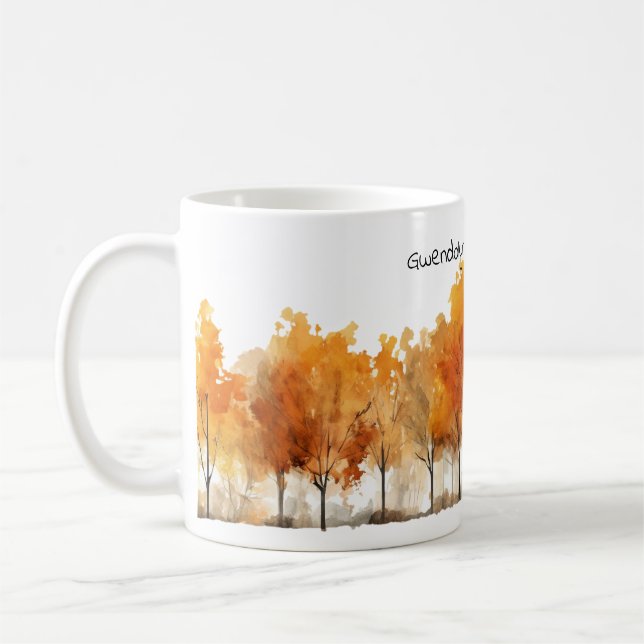 Aquarellstil Herbstbäume Serenität Kaffeetasse (Links)