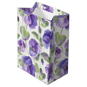 Aquarellstil lila Stiefmütterchen-Art Blumen Mittlere Geschenktüte