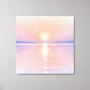 Aquarellstil Sonne - Seestück Kunst Leinwanddruck