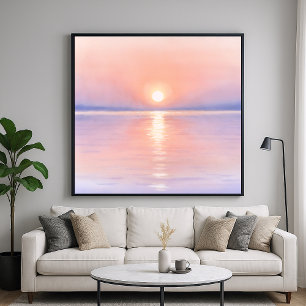 Aquarellstil Sonne - Seestück Kunst Poster