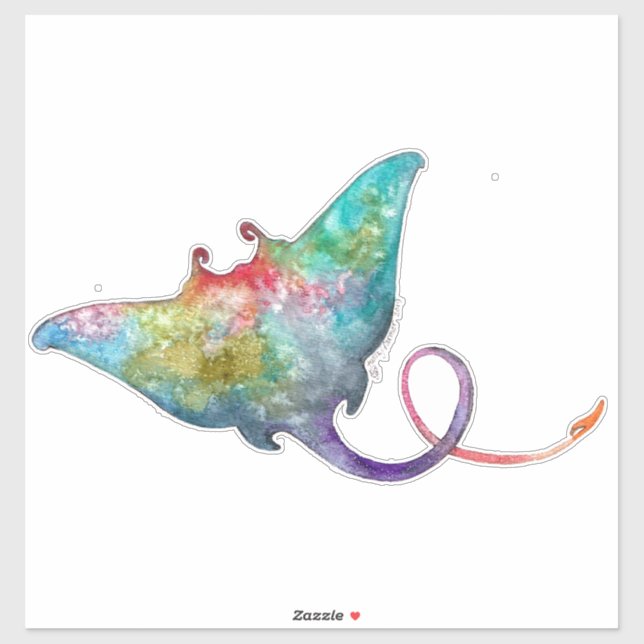 Aquarellstingray Custom Cut Vinyl Sticker (Blatt)