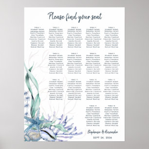 Aquarellstrand 15 Hochzeitssessendiagramm Poster