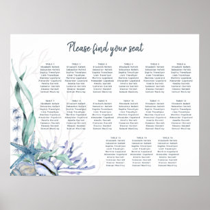 Aquarellstrand 15 Tabelle Hochzeitssitzdiagramm Poster