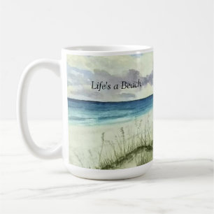 Aquarellstrand, das Leben ist ein Strand, Kaffee T Kaffeetasse