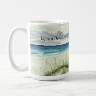 Aquarellstrand, das Leben ist ein Strand, Kaffee T Kaffeetasse