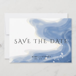 Aquarellstrand mit horizontalen Wellen zur Hochzei Save The Date