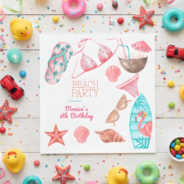Aquarellstrand Sommer Party Geburtstag Serviette (Von Creator hochgeladen)