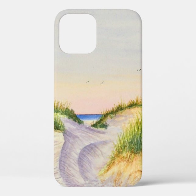 Aquarellstrand, Sonnenuntergang, iPhone/iPad Gehäu Case-Mate iPhone Hülle (Rückseite)