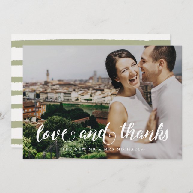 Aquarellstreifen Hochzeit Danke Foto (Vorne/Hinten)