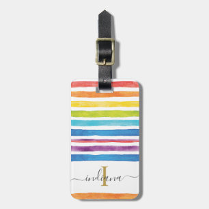 Aquarellstreifen Monogramm Schrift individuell Gepäckanhänger