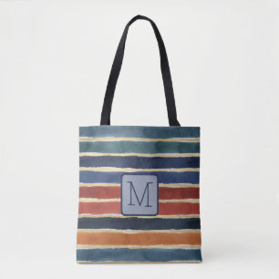 Aquarellstreifen Navy Farbbblock Monogramm