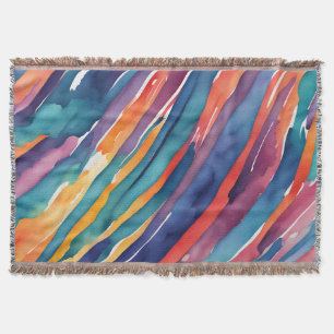 Aquarellstreifen Orange, Pink Blau Grün Lila  Decke