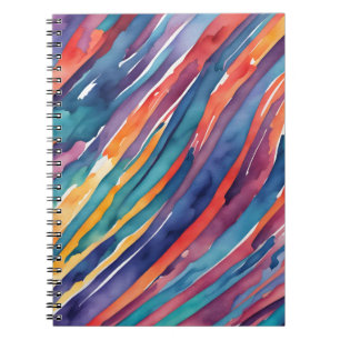 Aquarellstreifen Orange, Pink Blau Grün Lila Notizblock