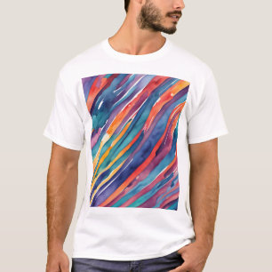 Aquarellstreifen Orange, Pink Blau Grün Lila  T-Shirt