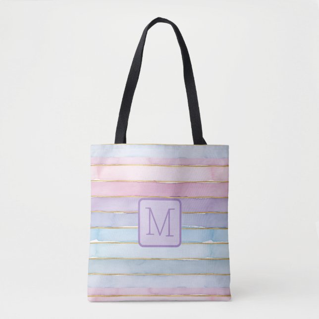 Aquarellstreifen Purpurfarbene Farbblock-Monogramm (Vorderseite)