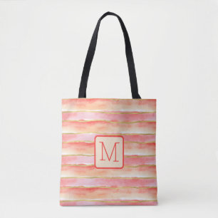 Aquarellstreifen Tangerine-Farbblock-Monogramm
