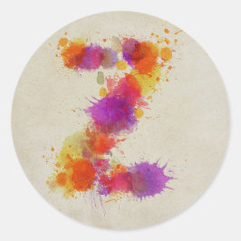 Aquarellstrich Z Runder Aufkleber