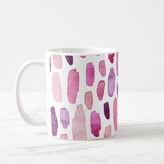 Aquarellstriche: Rosa, Lila Muster. Kaffeetasse (Links)