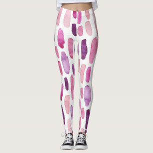 Aquarellstriche: Rosa, Lila Muster. Leggings