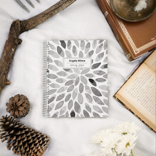 Aquarellstriche schwarz und weiß personalisierbar notizbuch