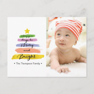 Aquarellstriche, Weihnachtsbaum, Stern, Foto Feiertagspostkarte