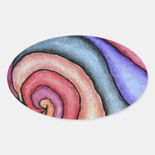 Aquarellstrudel Ovaler Aufkleber
