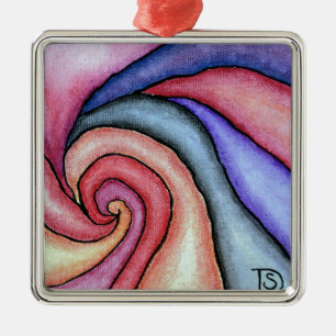 Aquarellstrudel Silbernes Ornament