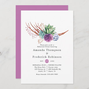 Aquarellsukkulente Hochzeiten Probe Abendessen Einladung