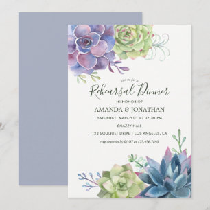 Aquarellsukkulente Hochzeiten Probe Abendessen Einladung