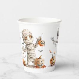 Aquarelltanzende Mummies Pumpkins Party Pappbecher