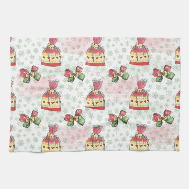 Aquarelltasche mit Süßigkeiten Geschirrtuch (Horizontal)